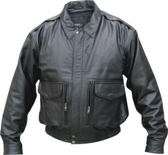 (image for) Men's Traditional Black Leather Bomber Jacket